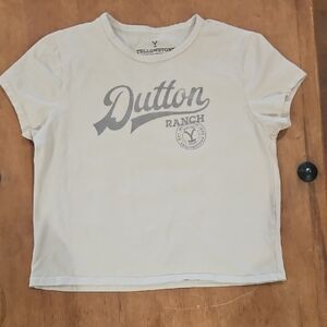 Hybrid Apparel Cream and Gray Graphic T-shirt